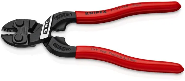 Knipex KNIPEX CoBolt® S Kompakt bultsax med skåra i bladet svart atramenterad, plastbelagd 160 mm