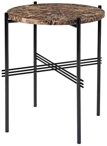 GUBI TS Rundt Sidobord Ø40 Svart/Brun Emperador Marmor