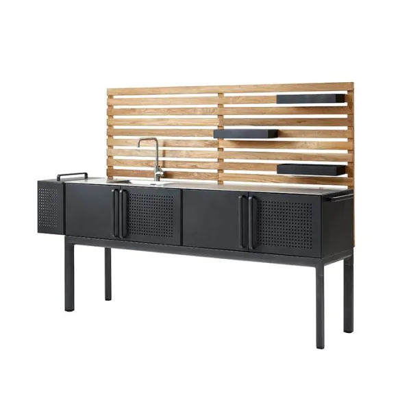 Cane-Line Drop utekök inkl. tre hyllor + Teakskiva